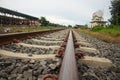 the railroad goes into the distance Royalty Free Stock Photo