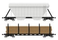 Railroad hopper and log cars vector illustration