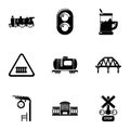 Railroad icons set, simple style