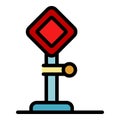 Railroad indicator icon color outline vector