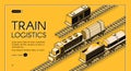 Train logistics service isometric vector website