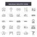 Railroad industry line icons, signs, vector set, outline illustration concept