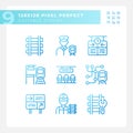 Railroad industry pixel perfect gradient linear vector icons set