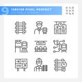 Railroad industry pixel perfect linear icons set