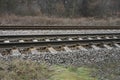 Railroad with an iron rail and concrete sleepers Royalty Free Stock Photo
