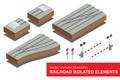 Railroad isolated elements for rail freight transportation. Vector flat 3d isometric illustration of railroad signal