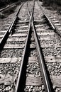 Railroad junction - black & white Royalty Free Stock Photo