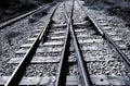 Railroad junction - black & white Royalty Free Stock Photo