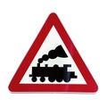 Railroad Level Crossing Sign without barrier or gate ahead the road Royalty Free Stock Photo