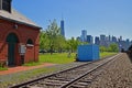 Railroad in Liberty State Park with Lower Manhattan in the background