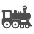 Railroad main wagon solid icon, west desert railway concept. Vector graphics. Steam engine train sign on white Royalty Free Stock Photo