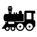 Railroad main wagon solid icon, west desert railway concept. Vector graphics. Steam engine train sign on white Royalty Free Stock Photo