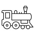Railroad main wagon thin line icon, west desert railway concept. Vector graphics. Steam engine train sign on white Royalty Free Stock Photo