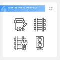 Railroad maintenance pixel perfect linear icons set