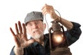 Railroad man holding lantern Royalty Free Stock Photo