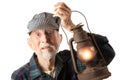 Railroad man holding lantern Royalty Free Stock Photo