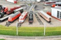 Railroad maquette with colorful trains