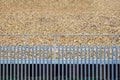 Railroad metal fence over gravel background in england uk