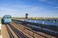 Railroad and metro wagon urbanistic landscape. No people. Perspective view Royalty Free Stock Photo