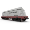 Railroad Milk Tank Car on white. 3D illustration