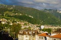 Railroad in Montreux in sunset light, Switzerland Royalty Free Stock Photo