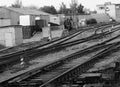 Railroad in Moscow suburbs background Royalty Free Stock Photo