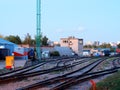 Railroad in Moscow suburbs background Royalty Free Stock Photo