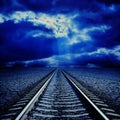 Railroad in night to horizon