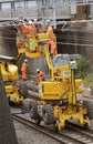 Railroad overhead electrification workers.