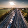 railroad perspective from above, AI generated Royalty Free Stock Photo