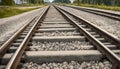 railroad rails on concrete sleepers. updated railway high-speed, express train railway, close-up, Estonia