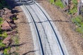 Railroad rails sleepers track train road trip rocks Royalty Free Stock Photo