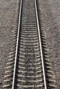 Railroad or railway close up view in perspective Royalty Free Stock Photo