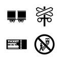 Railroad, Railway Train. Simple Related Vector Icons Royalty Free Stock Photo