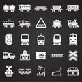 Railroad related icons set on black background for graphic and web design. Simple vector sign. Internet concept symbol Royalty Free Stock Photo
