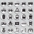 Railroad related icons set on plates background for graphic and web design. Simple vector sign. Internet concept symbol Royalty Free Stock Photo