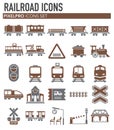 Railroad related icons set on white background for graphic and web design. Simple vector sign. Internet concept symbol Royalty Free Stock Photo