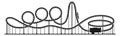 Railroad rollercoaster icon. Black park ride silhouette