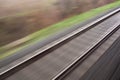 Railroad seen from a fast moving train. Royalty Free Stock Photo