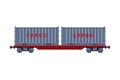 Railroad Shipping Container, Rail Freight Transport Flat Style Vector Illustration on White Background