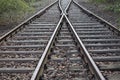 Railroad splitting - rail tracks split Royalty Free Stock Photo