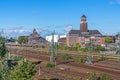 Railroad station of the Westhafen harbor BEHALA, inland port and operator of the trimodal freight hub in Berlin, Germany Royalty Free Stock Photo