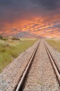 Railroad with Sunset 2 Royalty Free Stock Photo