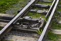 Railroad switch on 750 mm gauge railways Royalty Free Stock Photo