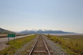 Railroad to mountains Royalty Free Stock Photo