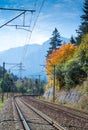 Railroad to the mountains Royalty Free Stock Photo