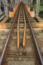 railroad track on bridge detail view Royalty Free Stock Photo