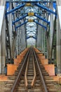 railroad track on bridge detail view Royalty Free Stock Photo