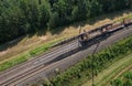 Railroad Track Construction. Train Track Repair and Maintenance. Build A Railway Track for train to run. Laying steel rail. Repair Royalty Free Stock Photo