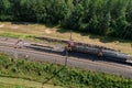 Railroad Track Construction. Train Track Repair and Maintenance. Build A Railway Track for train to run. Laying steel rail. Repair Royalty Free Stock Photo